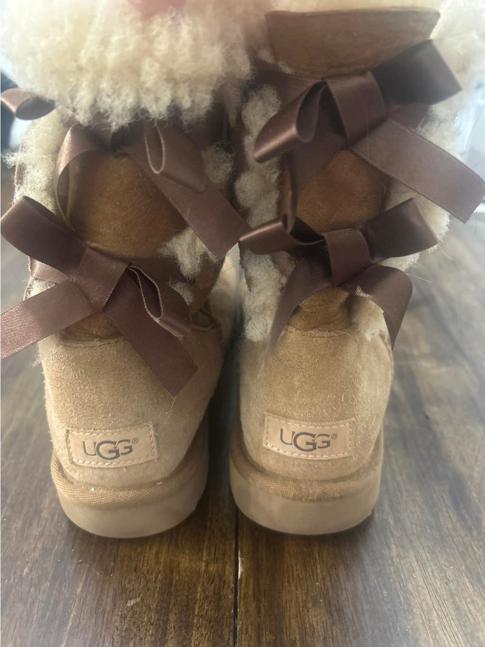 UGG Chestnut Suede Bow-Back Shearling Ankle Boots